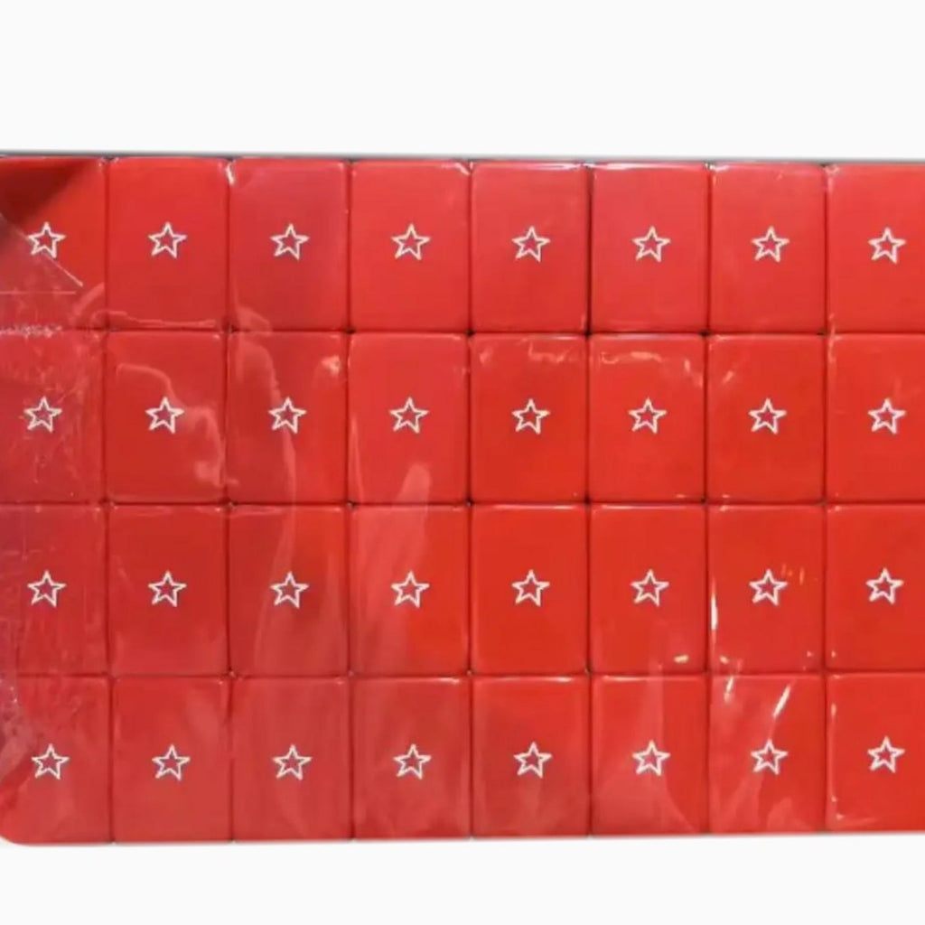 Exquisites Acryl Mahjong-Set, rot-blau
