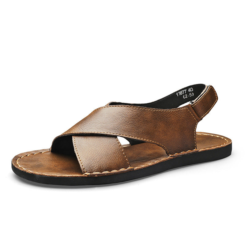 Handgenähte Sandalen mit Klettverschluss für Herren