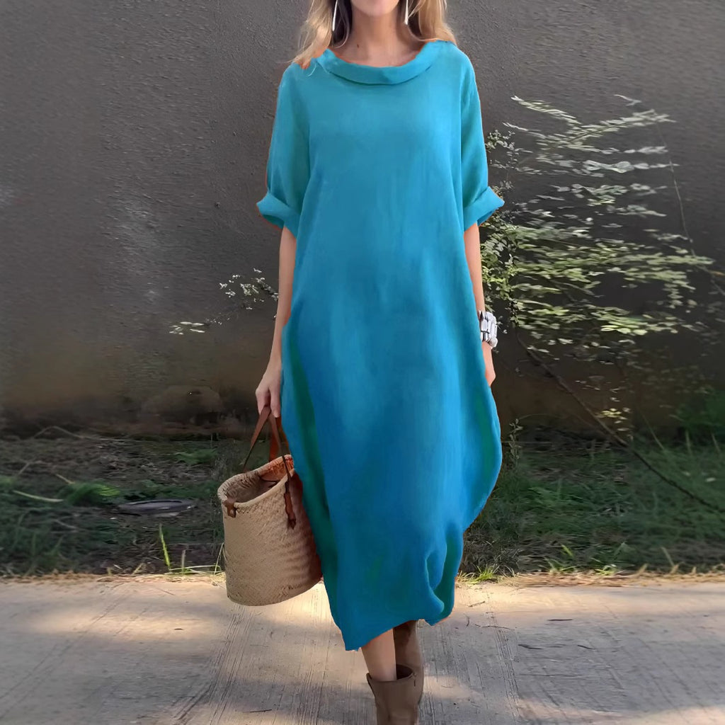 Maxikleid mit Rundhals und 3/4-Ärmeln