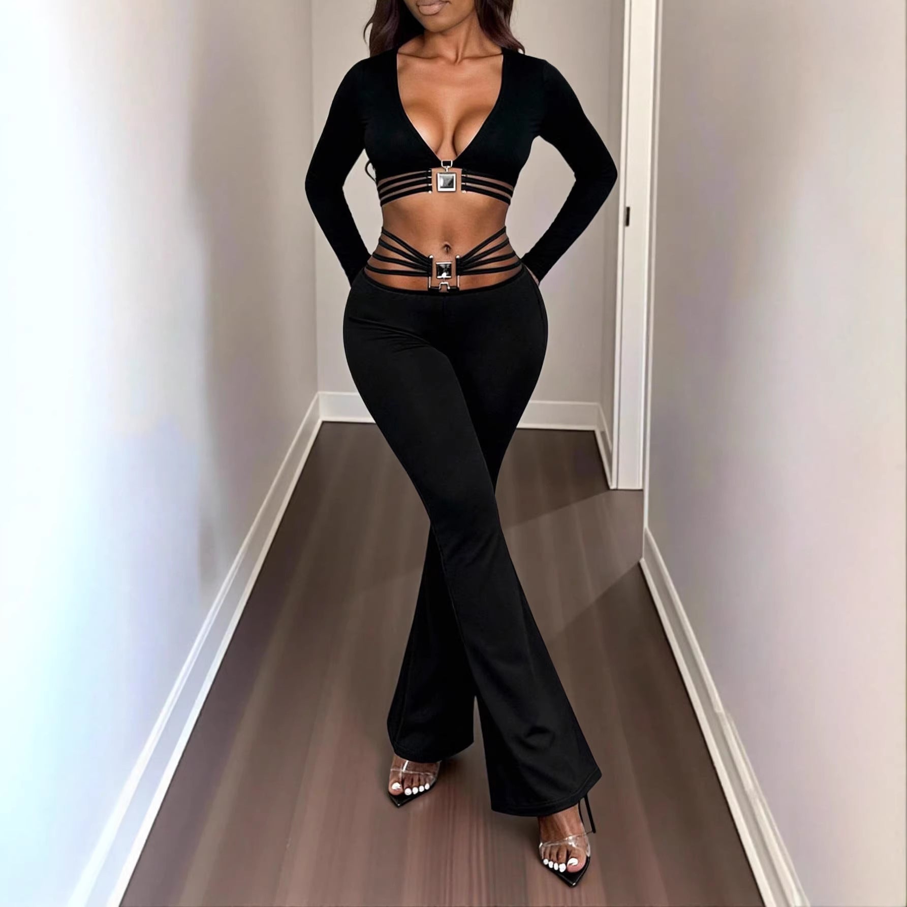 High-Waist Flared Pants mit Bauchkontrolle
