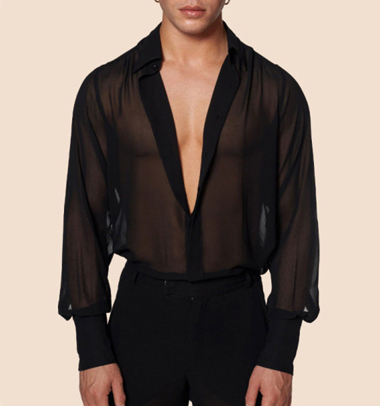Transparentes Chiffon Slim-Fit Hemd für Herren – Bild 7 | LuxeStyle