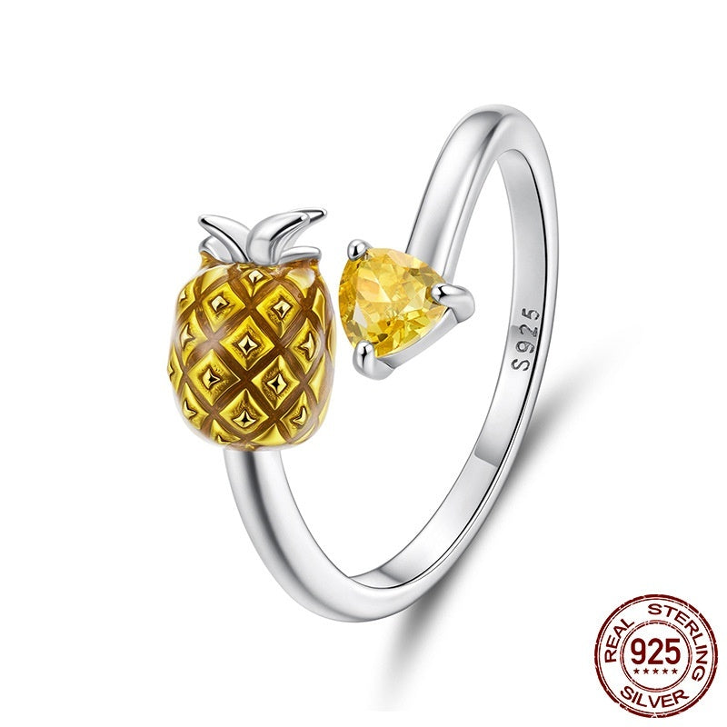 Silberring Ananas, offen, verstellbar – Bild 5 | LuxeStyle