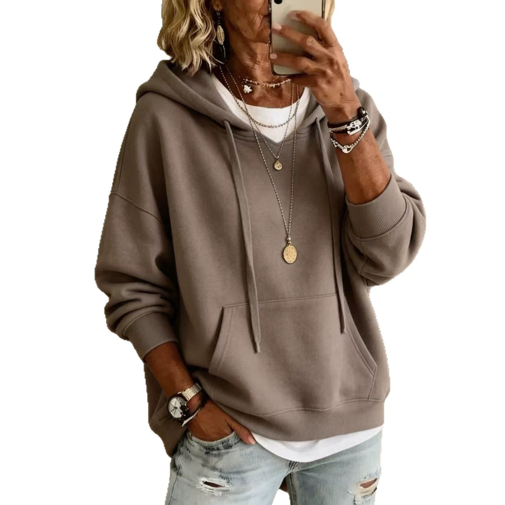 Damen Hoodie Bequem mit Taschen und Langarm