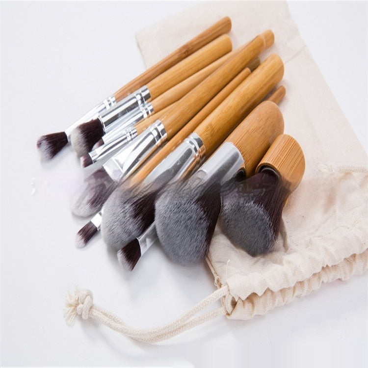 11 Make-up Pinsel mit Bambusgriff im Leinensäckchen – Bild 5 | LuxeStyle