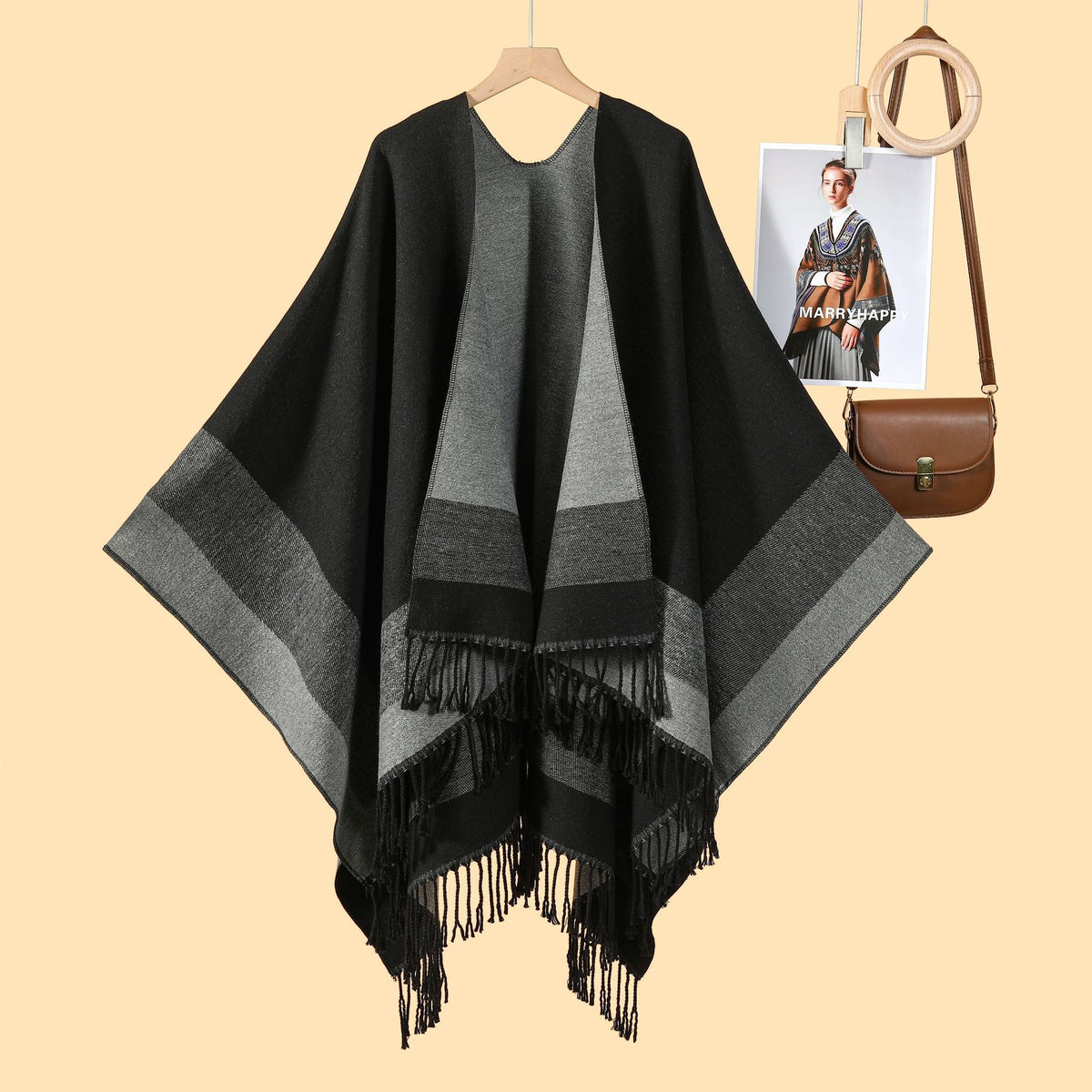 Weitläufiger Kaschmir-Schal mit Kordel – Bild 5 | LuxeStyle