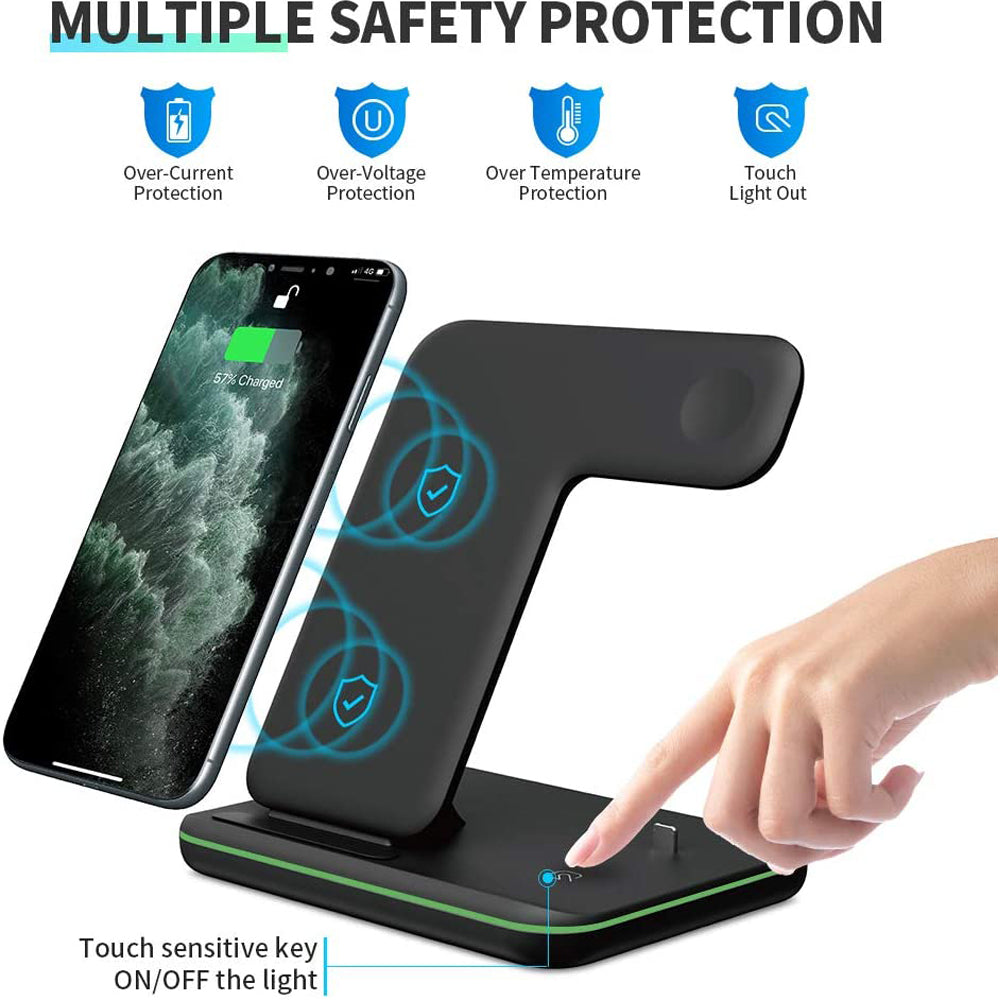 3-in-1 Wireless Ladestation für Apple & Android
