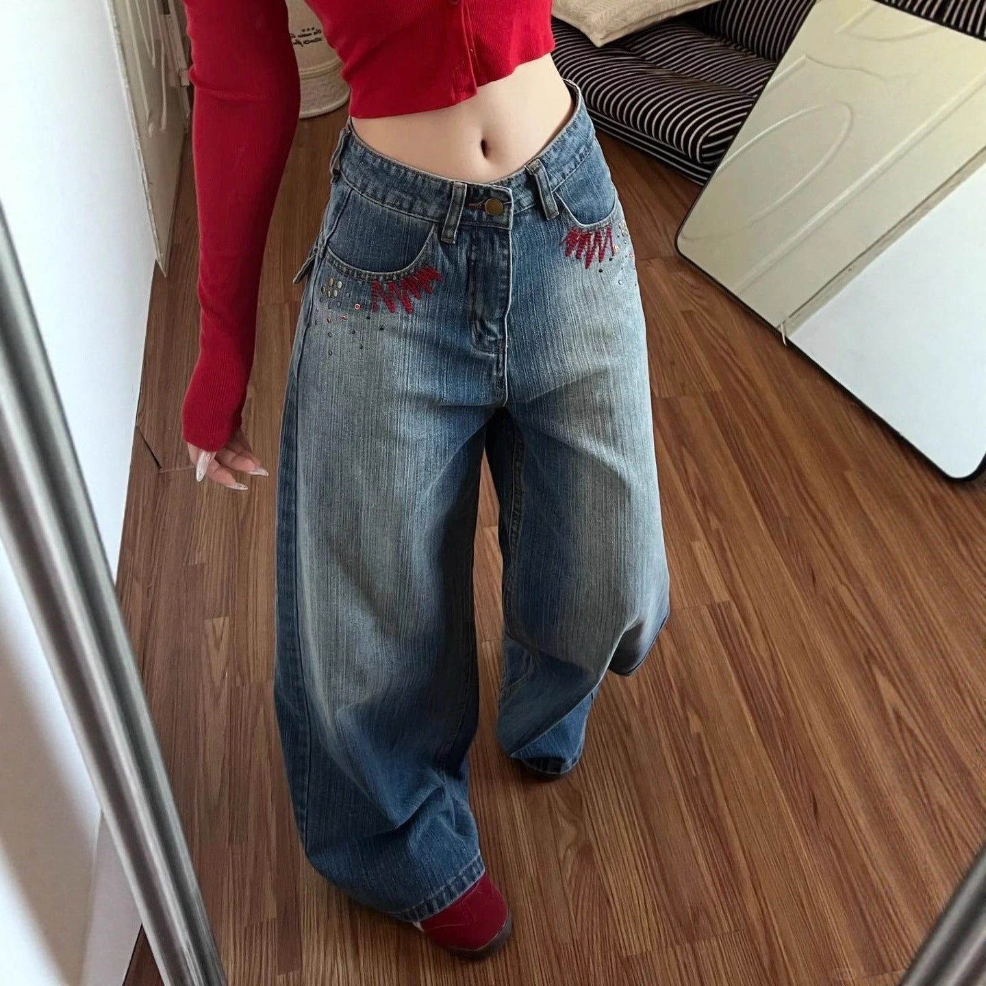 Retro Jeans mit hoher Taille