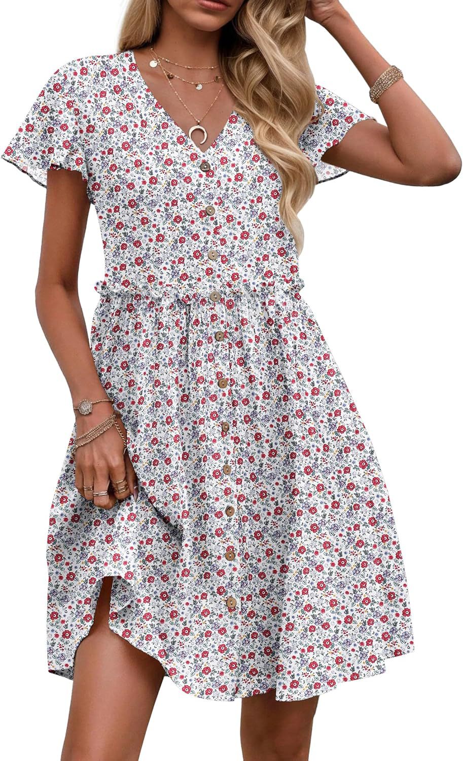 Boho V-Ausschnitt Rüschenkleid – Bild 17 | LuxeStyle