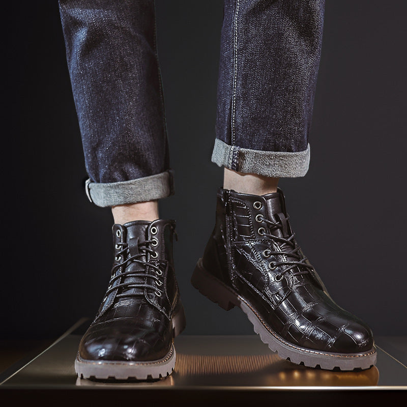 Retro Casual Outdoor Lederstiefel mit Reissverschluss