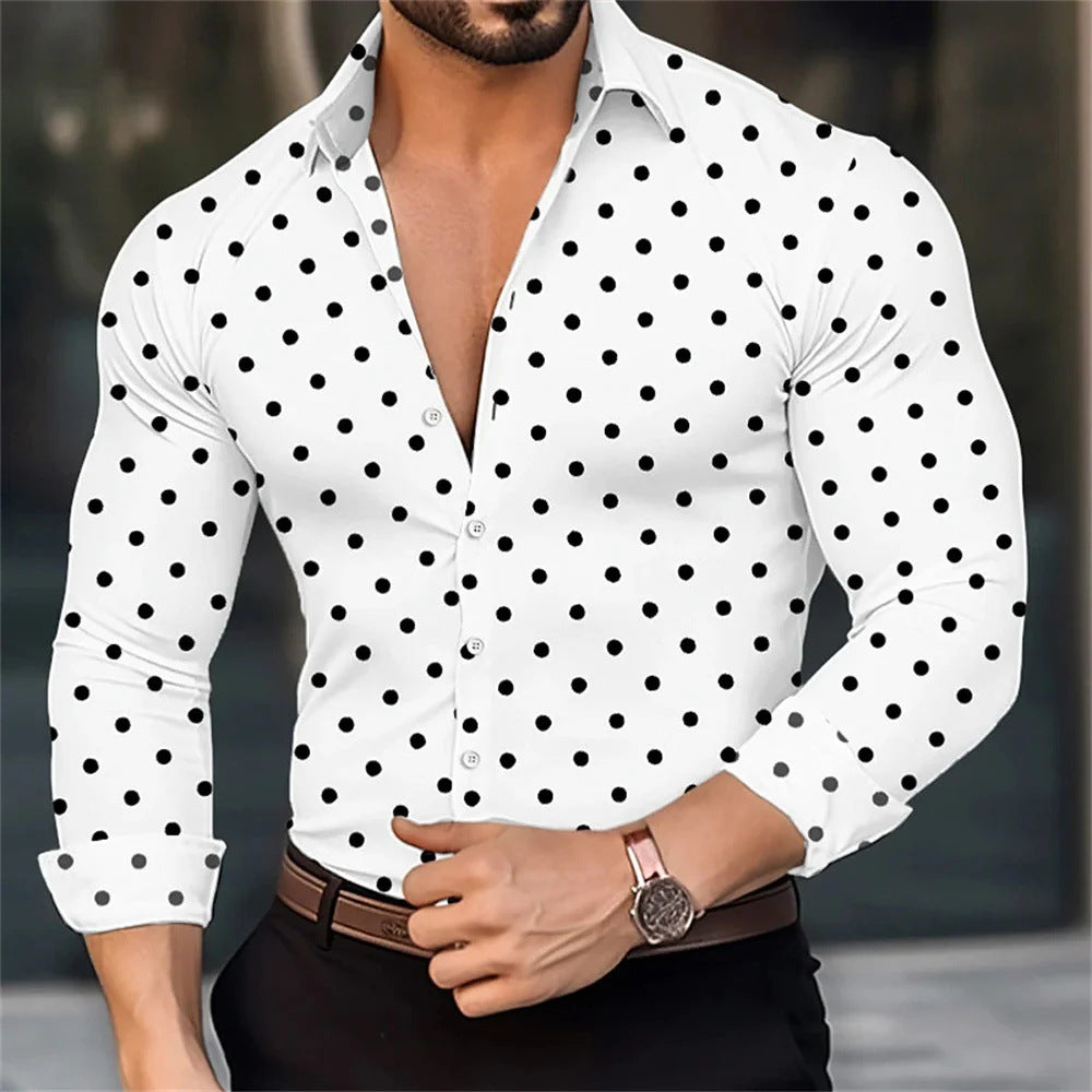 Lässiges 3D-Punktmuster Langarm-Shirt – Bild 13 | LuxeStyle