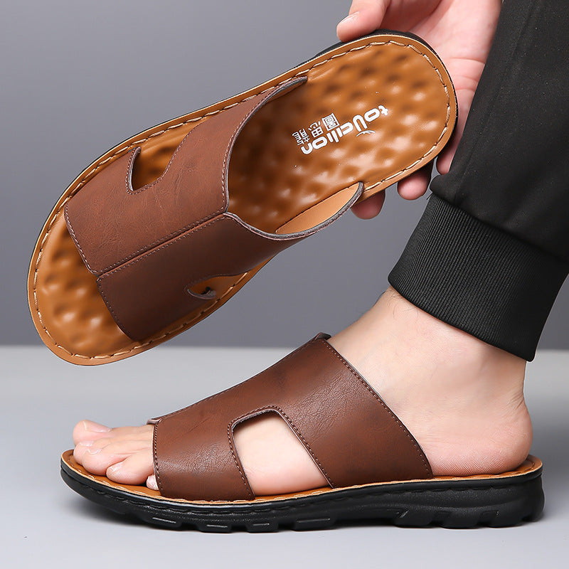 Herren-Slipper aus Rindsleder mit weicher Sohle