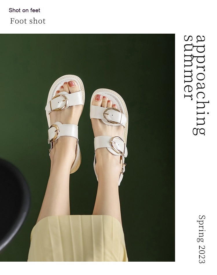 Sandalen mit Knöchelriemen und Schnalle – Bild 2 | LuxeStyle