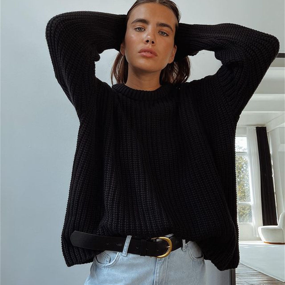 Locker sitzender Strick-Cardigan mit Rundhals
