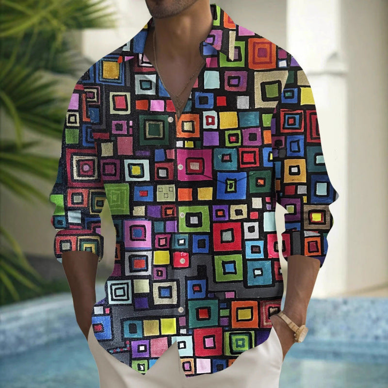 Herren Langarmshirt mit mehrfarbigem Muster – Bild 3 | LuxeStyle