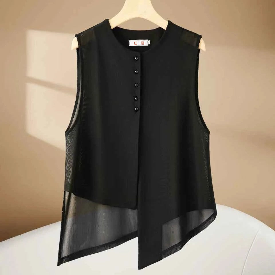 Elegante asymmetrische Mesh-Weste