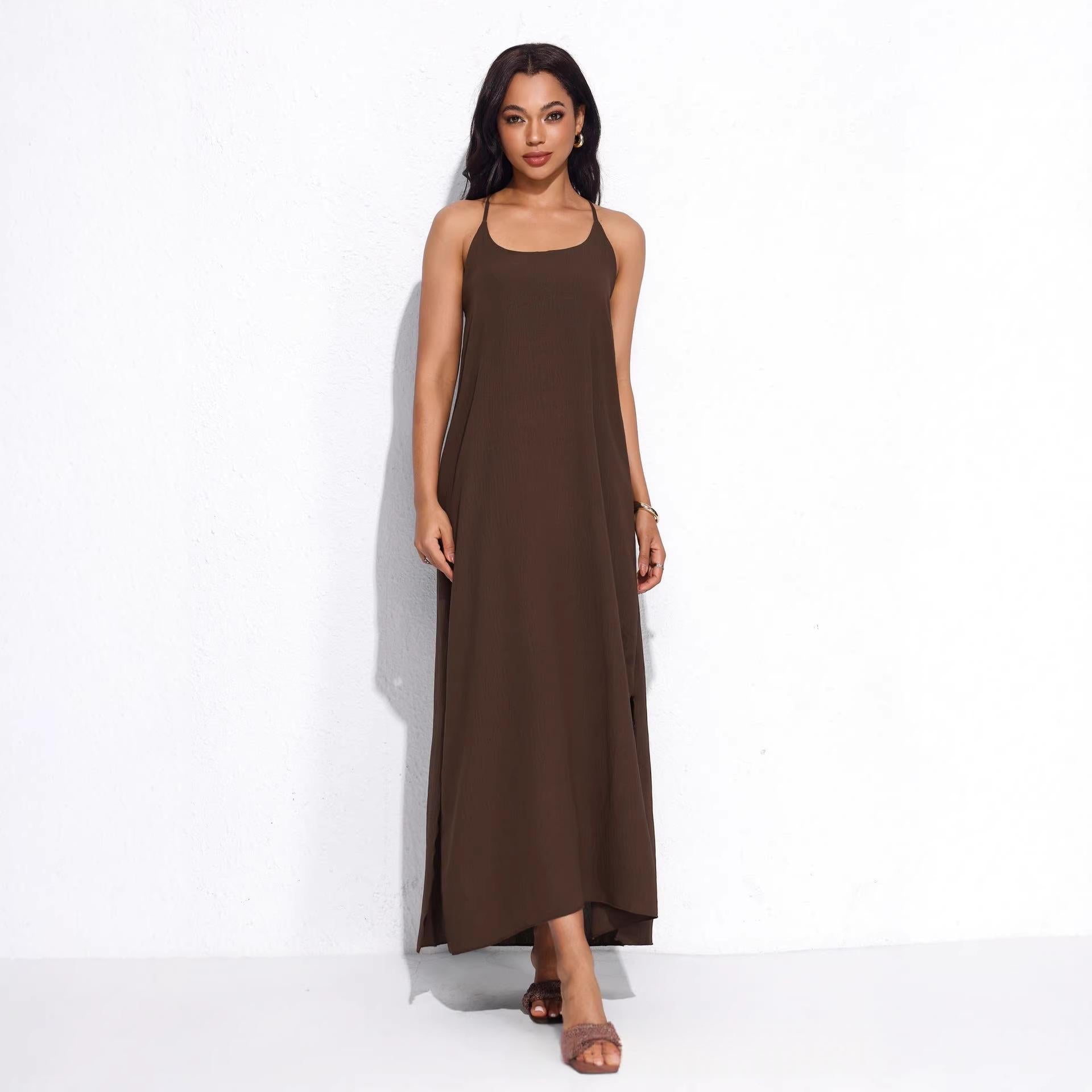 Langes Kleid mit Spaghetti-Trägern