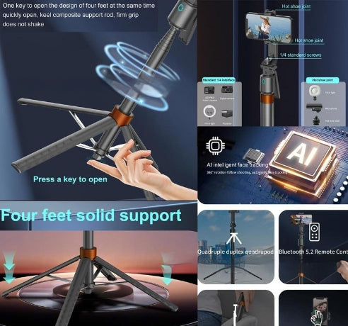 AI Selfie Stick mit 3-Achsen Gimbal