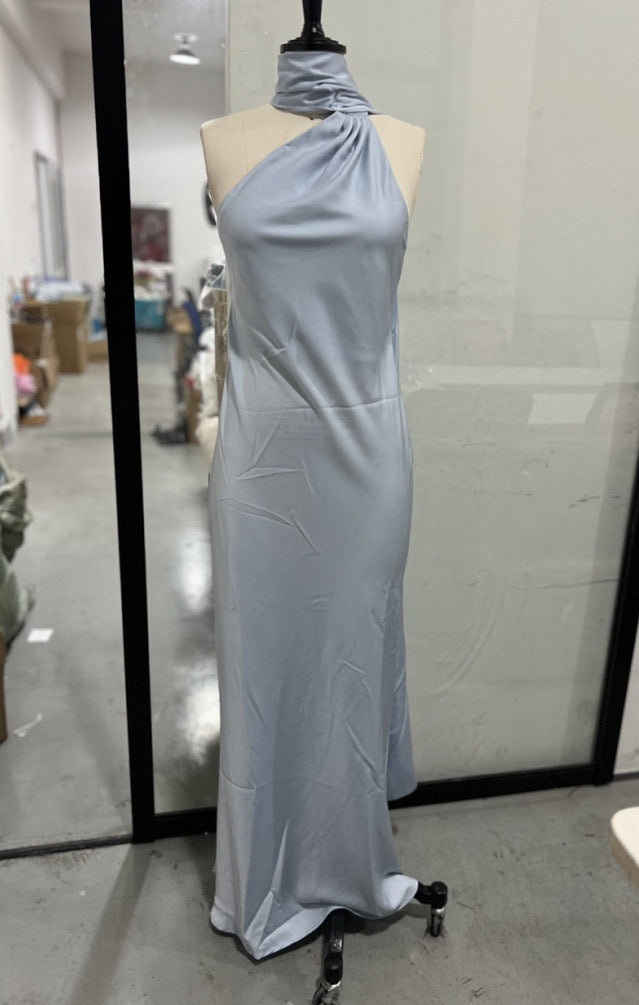 Satin Neckholder-Kleid im französischen Stil