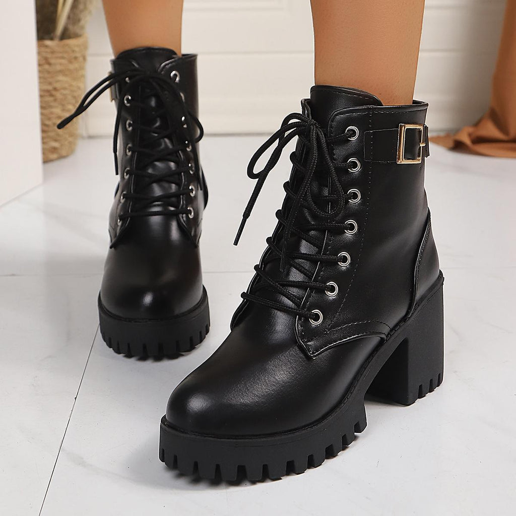 Elegante schwarze High-Heel-Stiefeletten