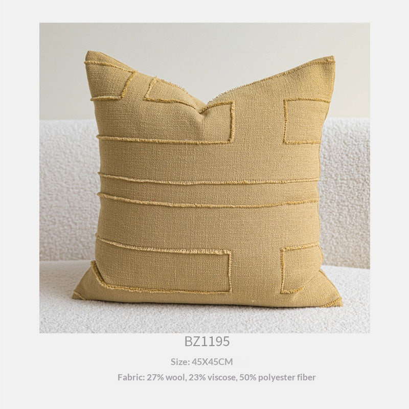 Baumwoll-Leinen Kissenhülle Beige-Gelb