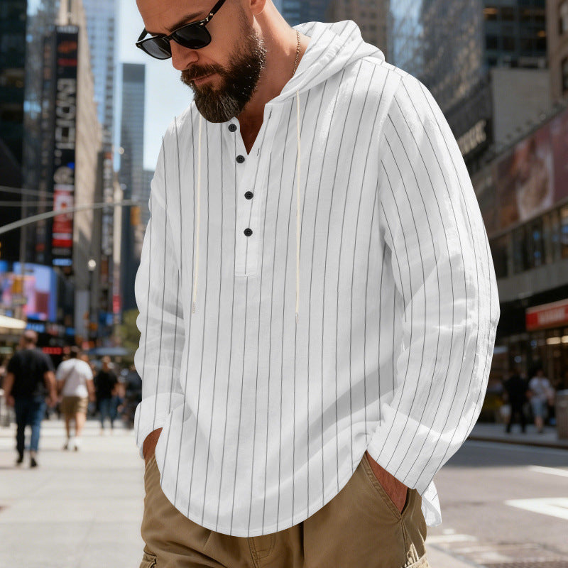 Herren Leinen-Kapuzenshirt Gestreift – Bild 12 | LuxeStyle