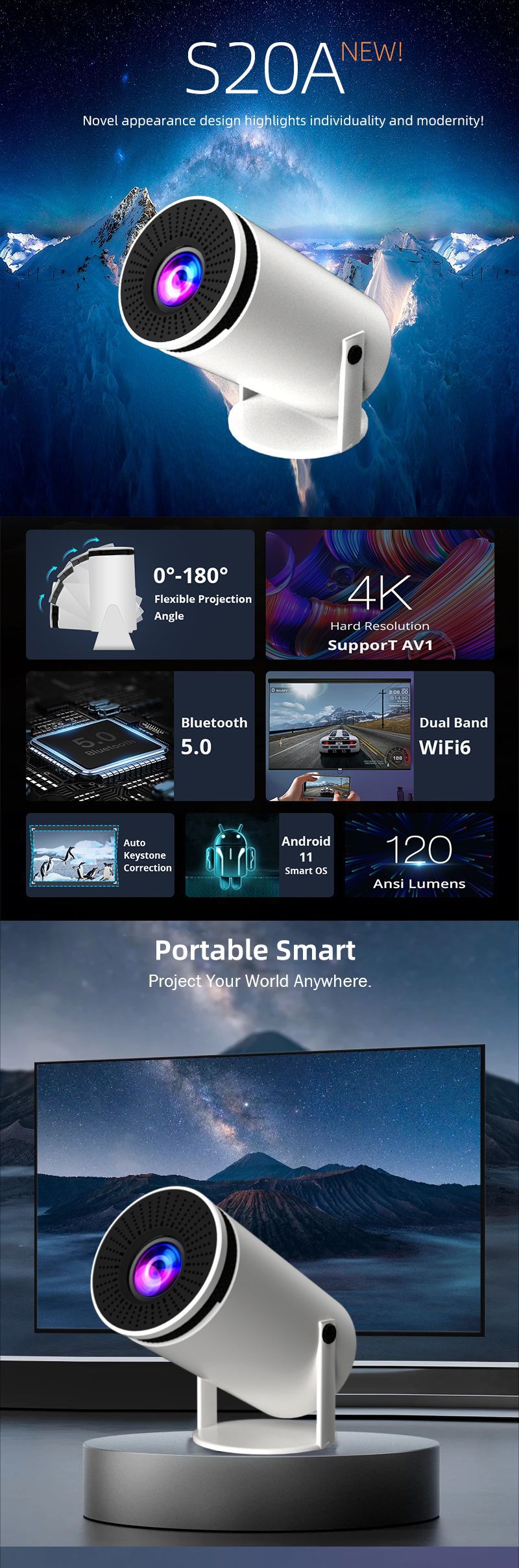Smart HD Heimprojektor Hy300