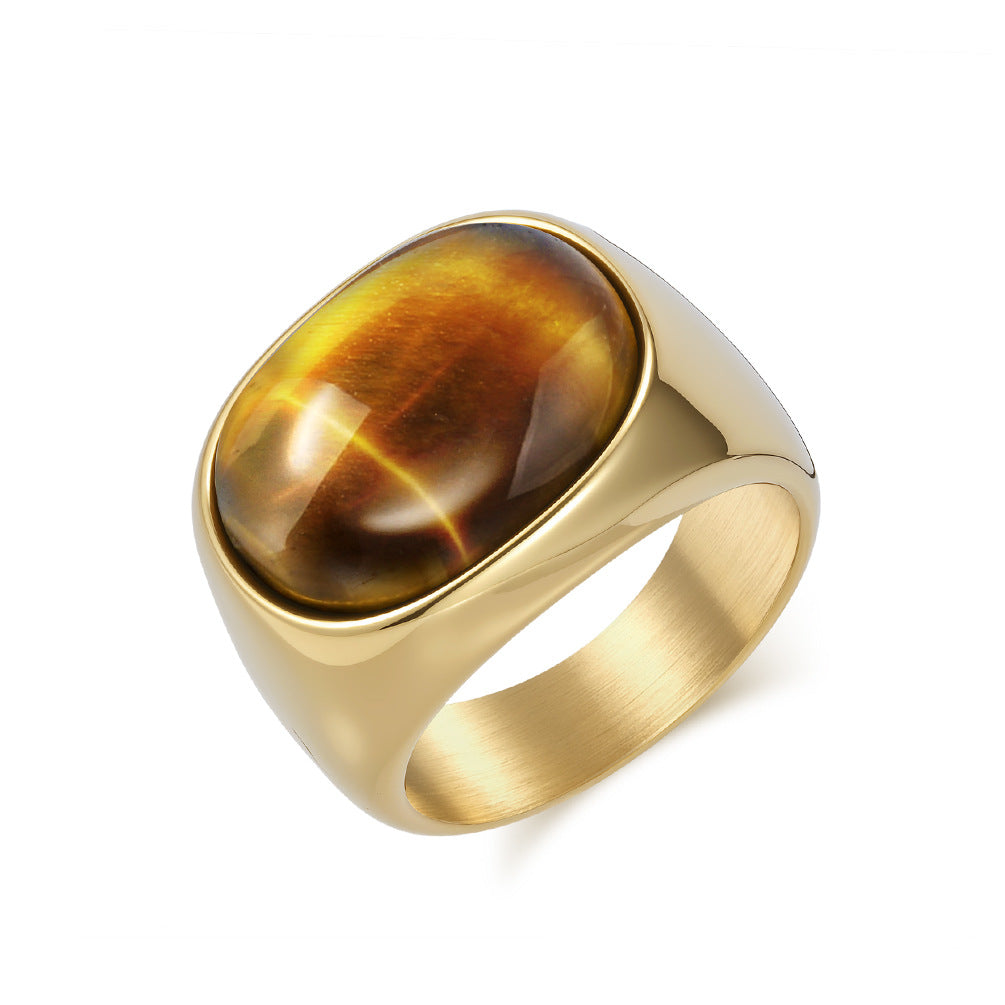 Titanstahl-Ring mit Tigerauge oder Onyx – Bild 4 | LuxeStyle
