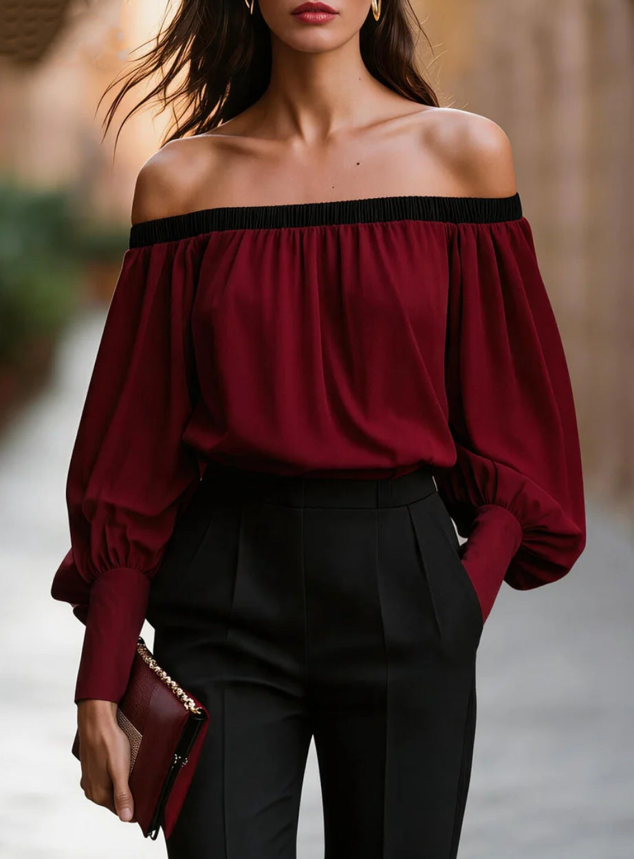 Off-Shoulder Longsleeve mit Laternenärmeln