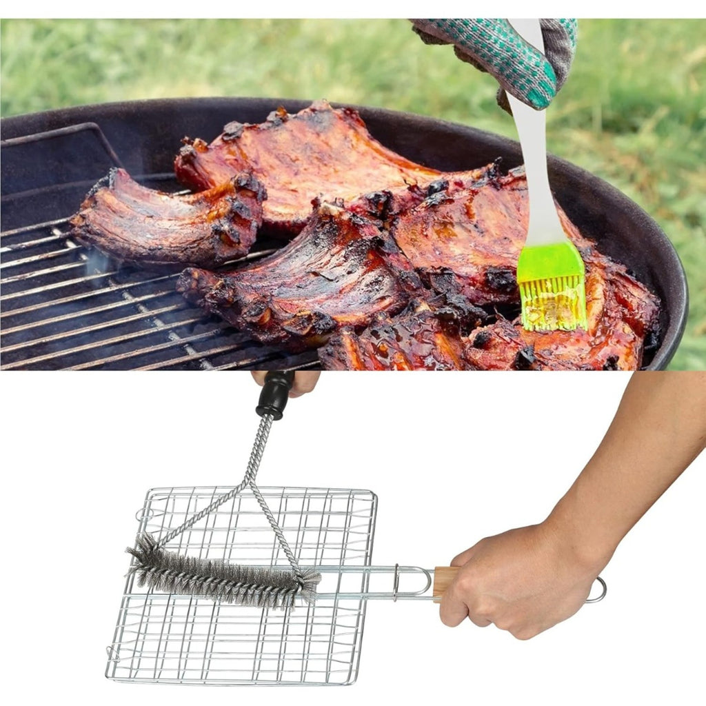 Tragbares Grill-Set aus Edelstahl