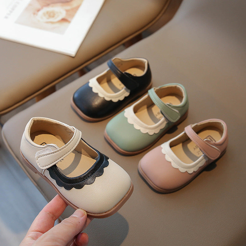 Mädchen Prinzessin Leder-Ballerinas mit Klettverschluss