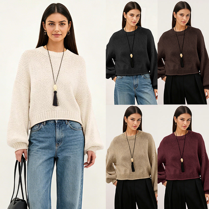 Strickpullover Rundhals Loose-Fit Damen