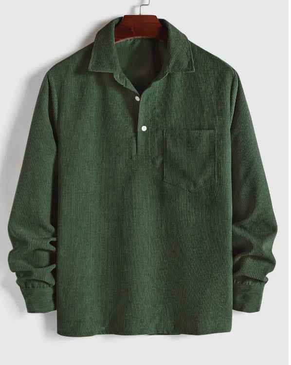Männerlangarmshirt Cord Aprikose – Bild 6 | LuxeStyle