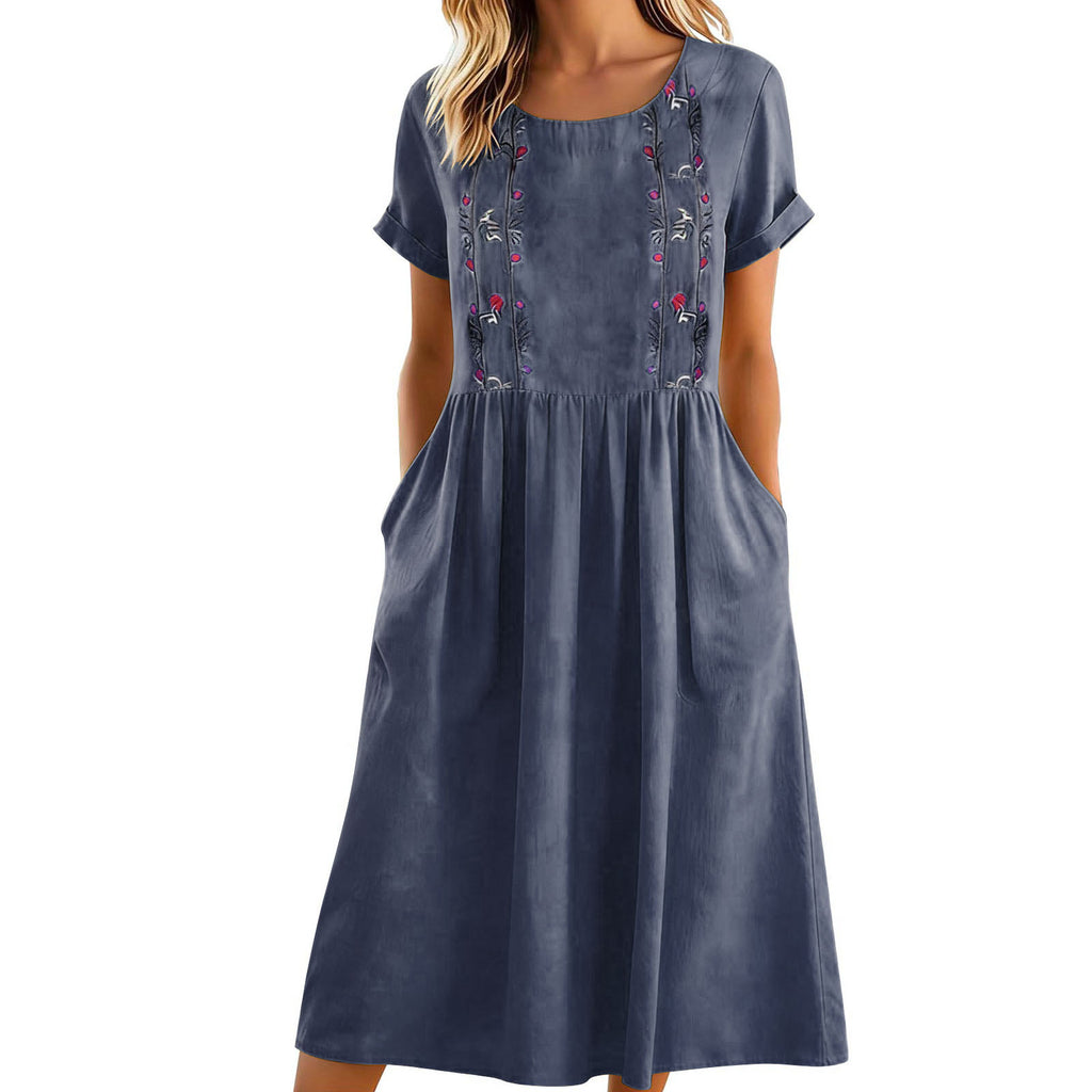 Besticktes Baumwoll-Leinen Trägerkleid – Bild 5 | LuxeStyle