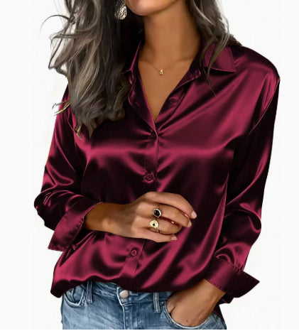 Satinbluse Langarm – Bild 5 | LuxeStyle
