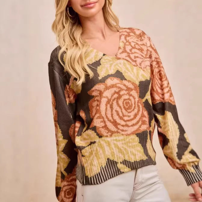 Blumenmuster-Sweater