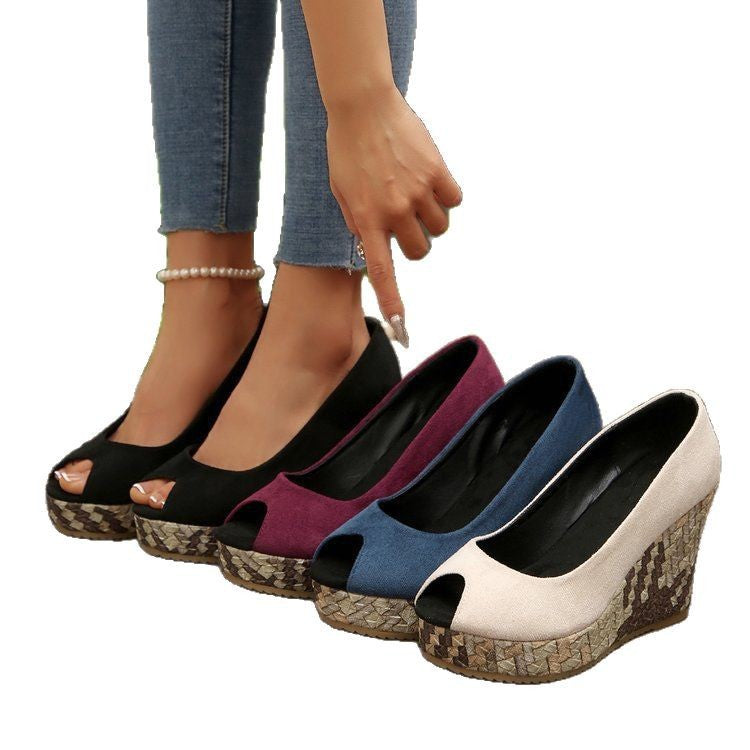 Keilabsatz Peep-Toe Pumps für Damen
