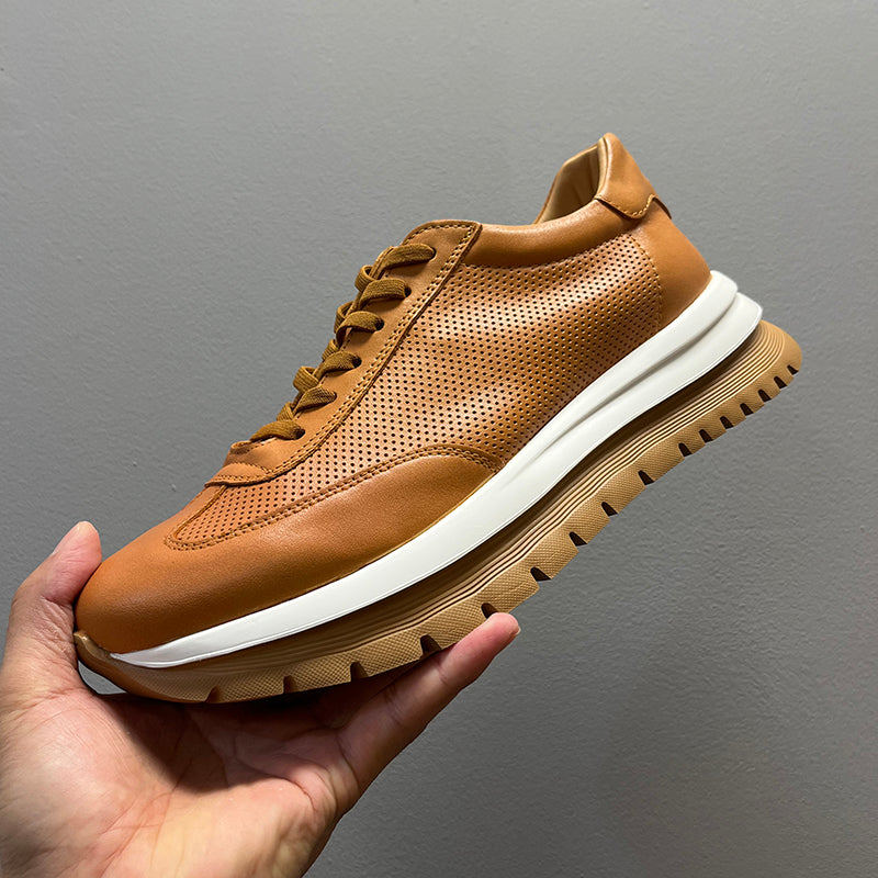 Atmungsaktive Leder-Sneaker mit Plateau für Herren – Bild 3 | LuxeStyle