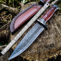 Damast Survival-Messer mit Lederscheide