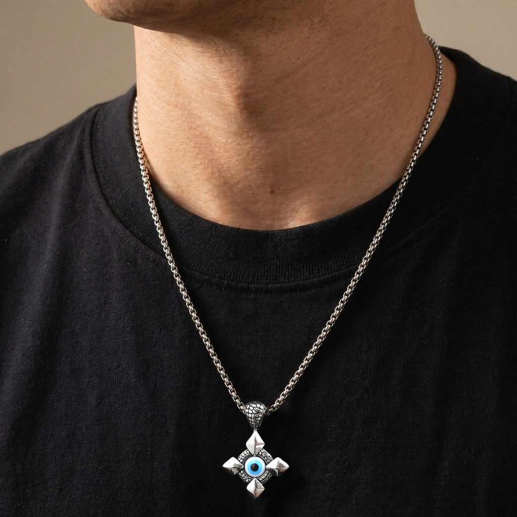 Teufelsauge Kreuz-Anhänger Halskette