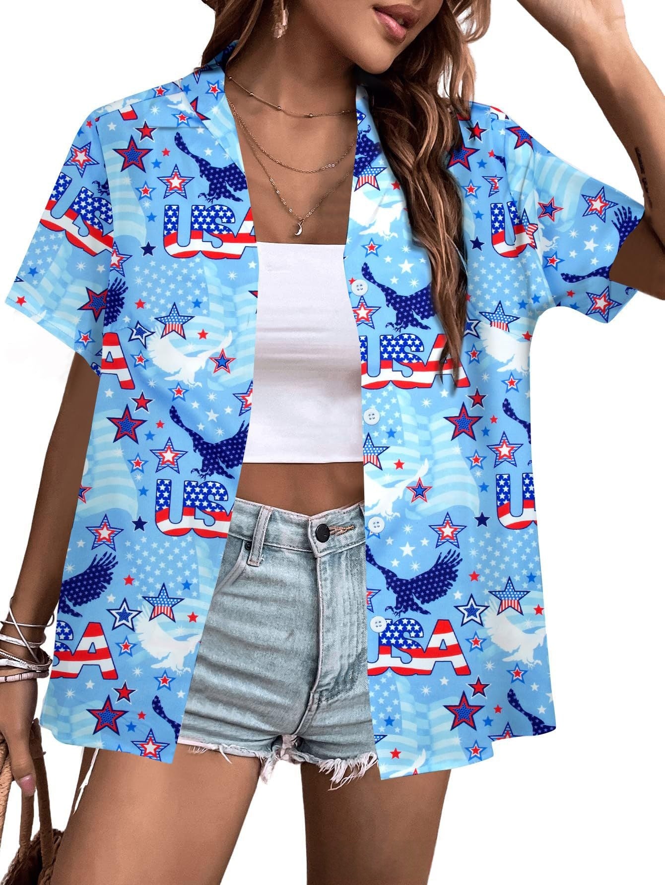 Bluse mit Blumenmuster, locker geschnitten