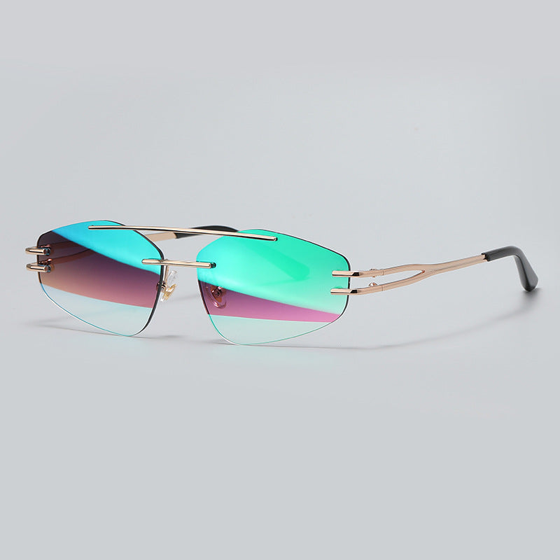 YSM8003 Rahmenlose Sonnenbrille mit polygonalem Schliff