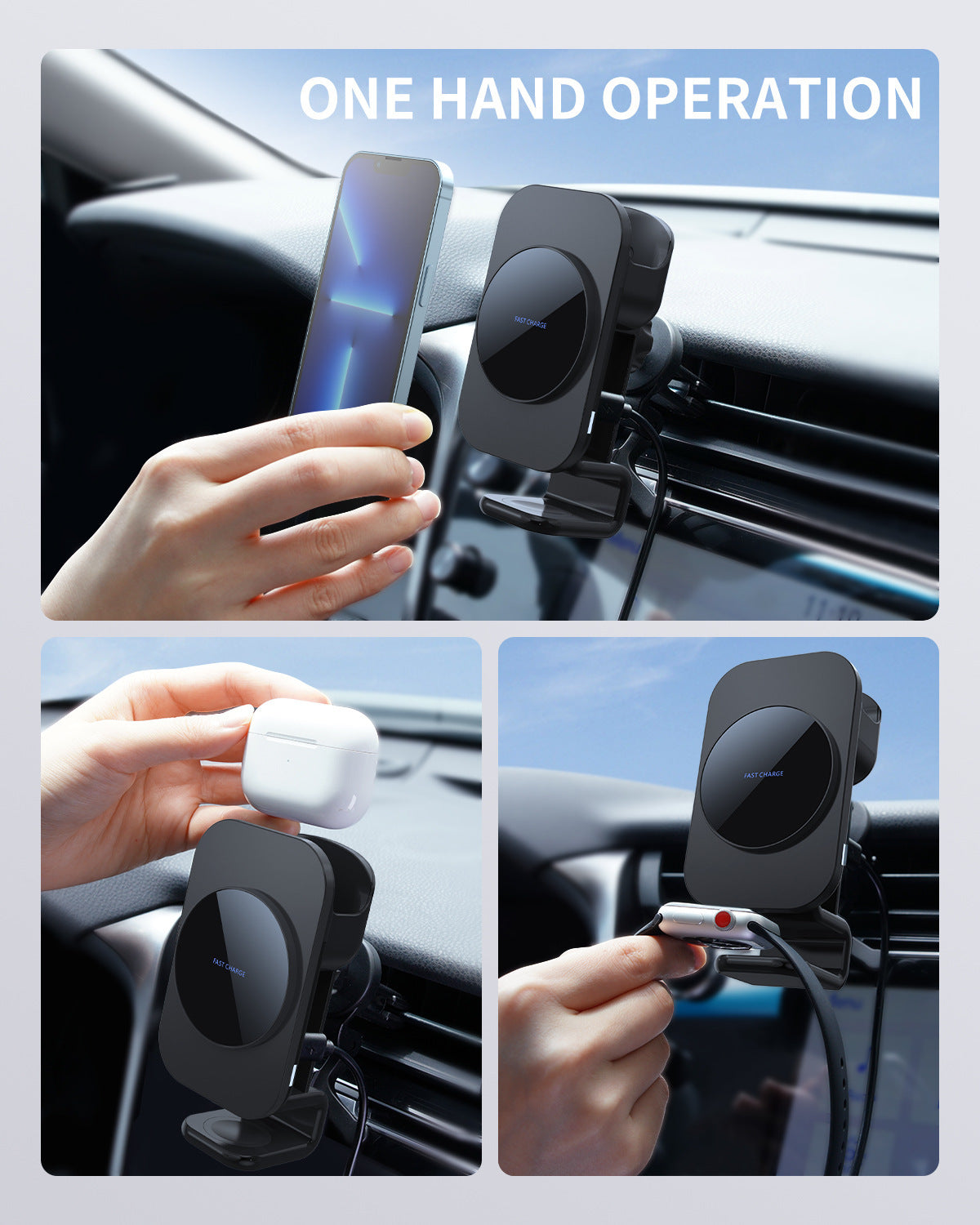S6 Magnetisches 3-in-1 Auto-Wireless-Ladegerät