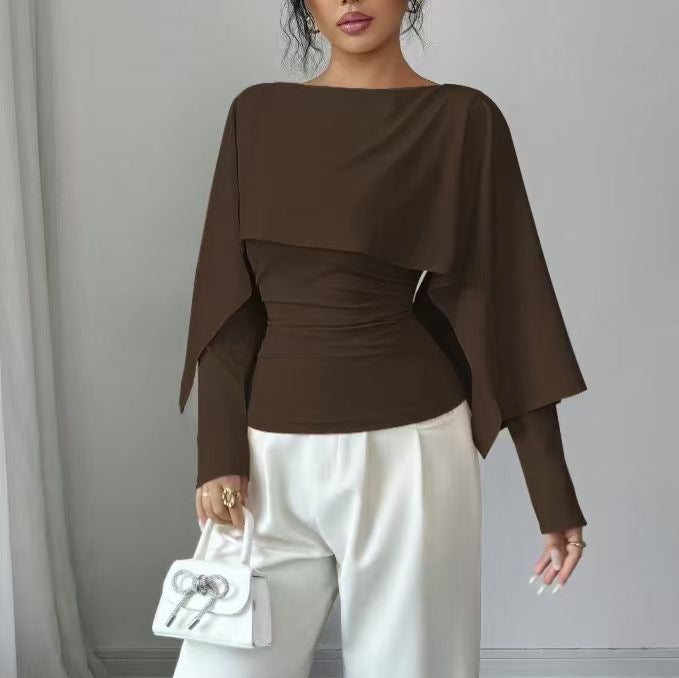 Elegantes Cape-Oberteil · Schalkragen