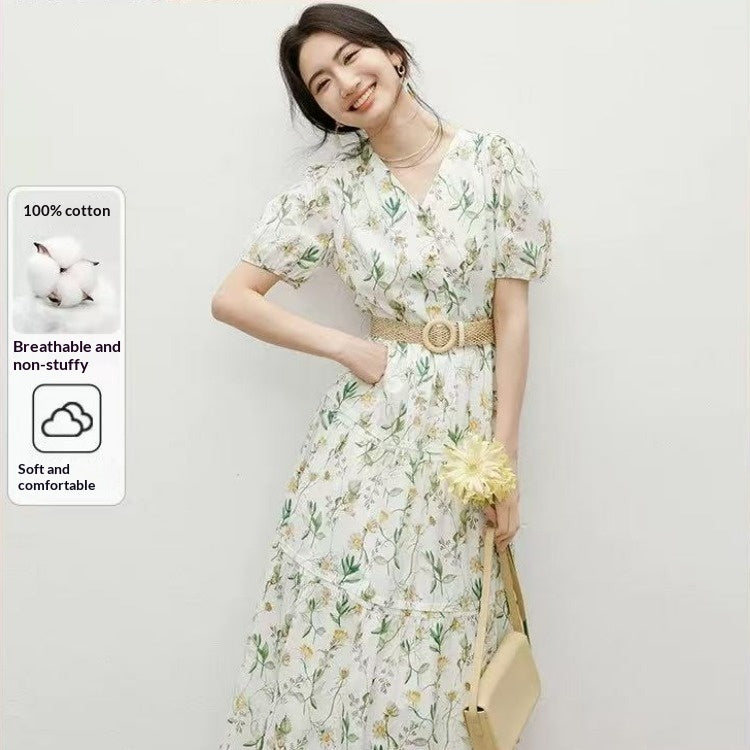 Geblümtes Baumwollkleid mit A-Linie – Bild 6 | LuxeStyle