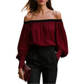 Elegantes Off-Shoulder Langarm-Top mit Laternenärmeln