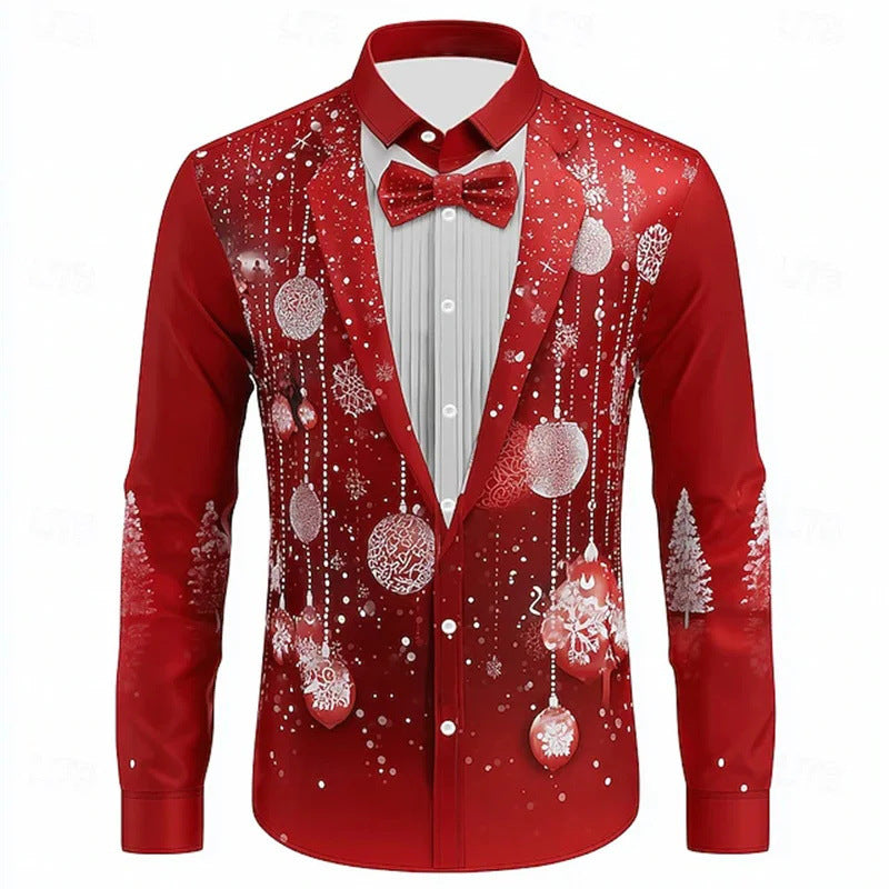 Herren Hemd mit Schneeflocken-Krawatten-Print – Bild 16 | LuxeStyle
