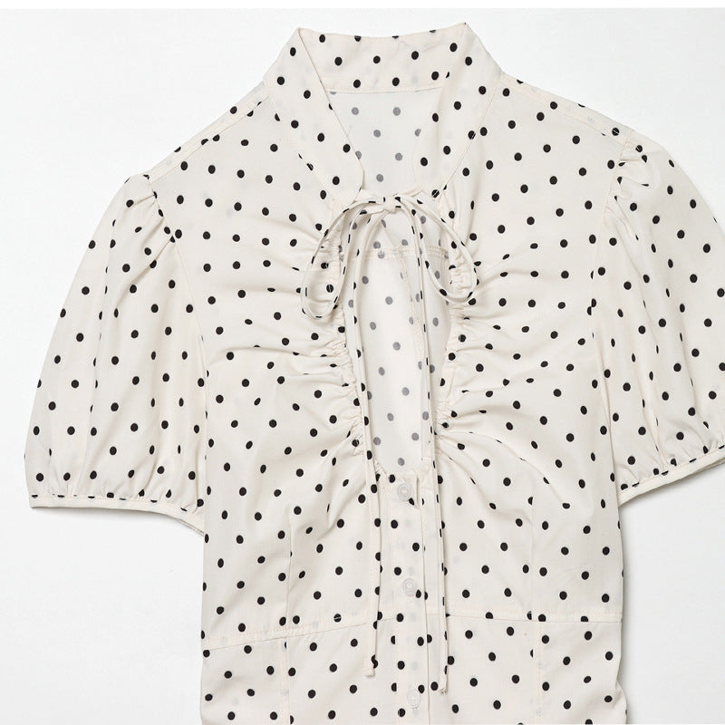 Damen Polka-Dot Top mit Schleifenknoten
