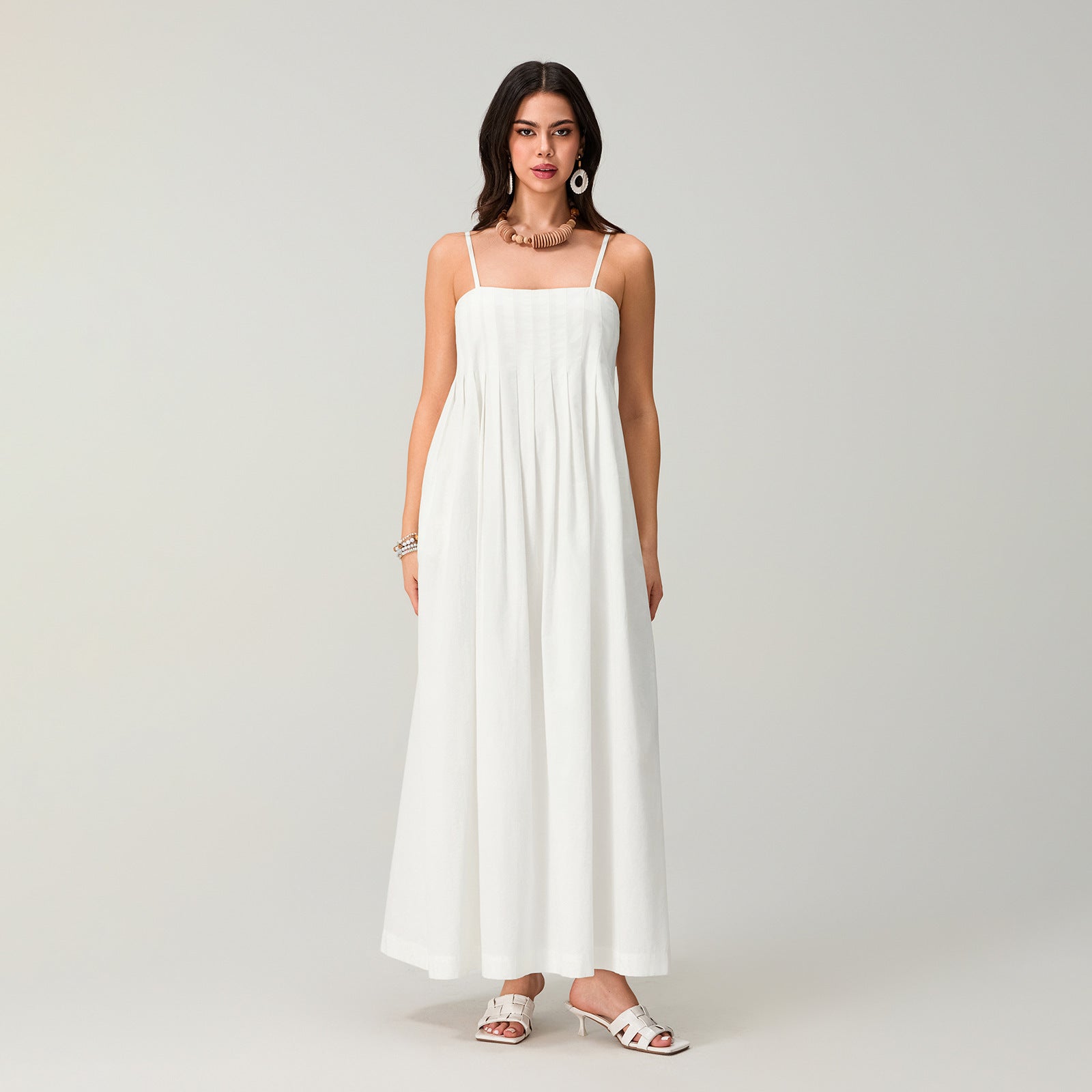 Patchwork Off-Shoulder Maxi-Kleid aus Baumwolle