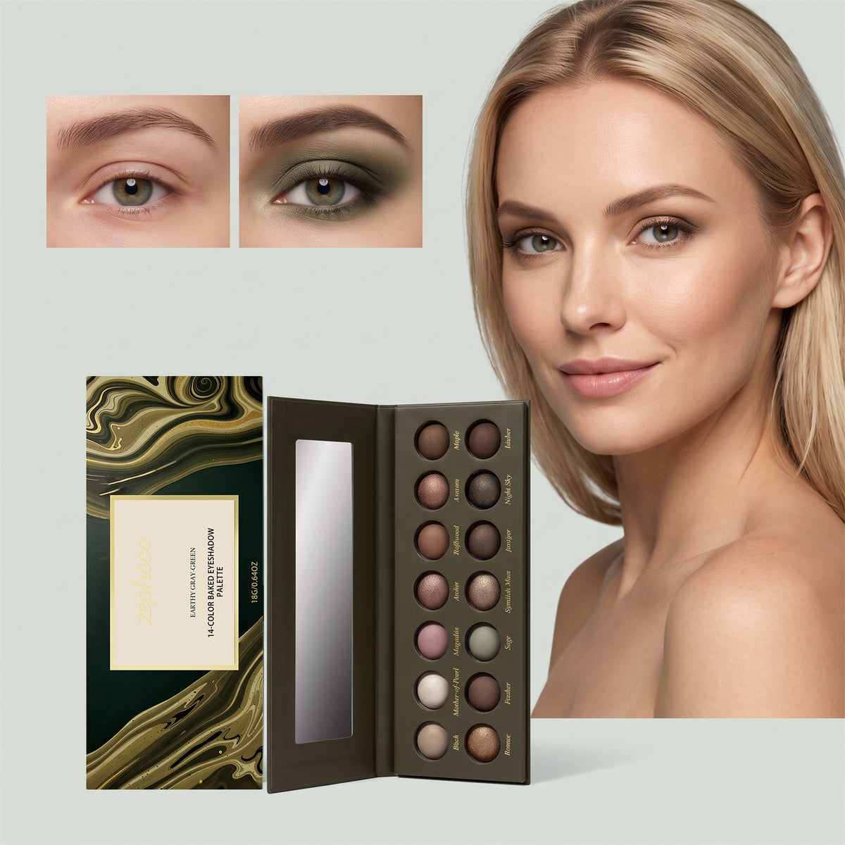 14‑Farben‑Palette Erde‑Olive Augenstift – Bild 5 | LuxeStyle