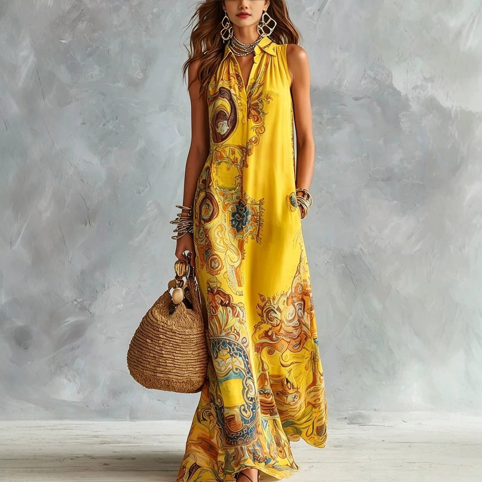 Elegante Strandkleidung mit Blumenmuster